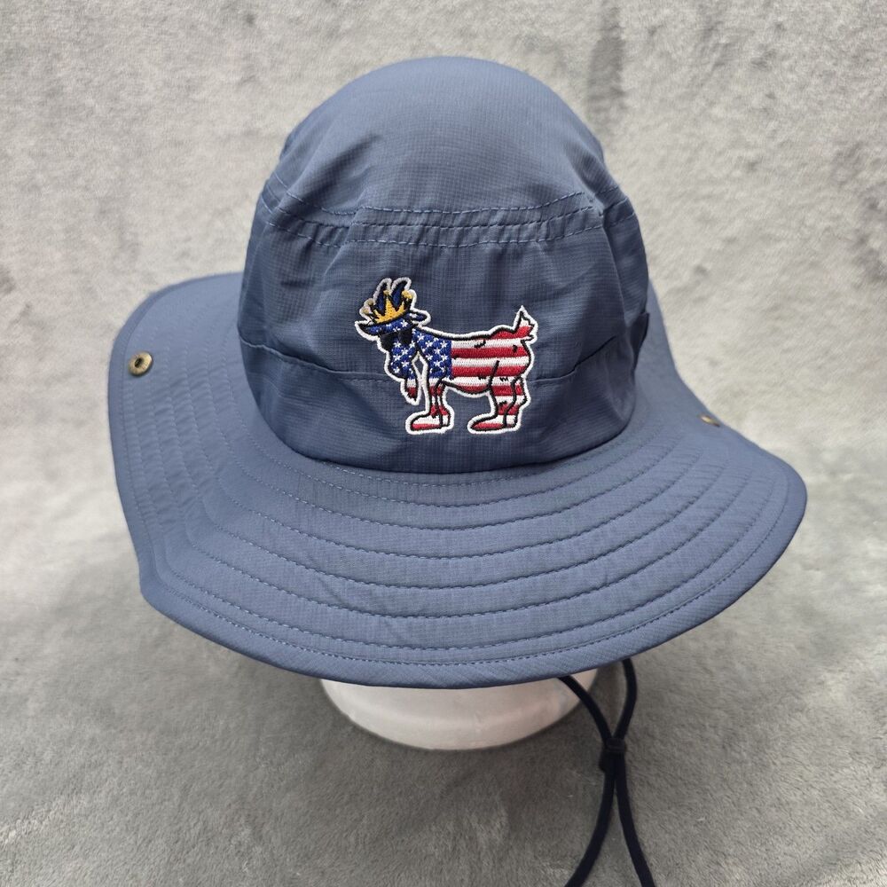 GOAT USA Freedom Bucket Hat Navy Blue American Flag Goat Logo One Size Fits All